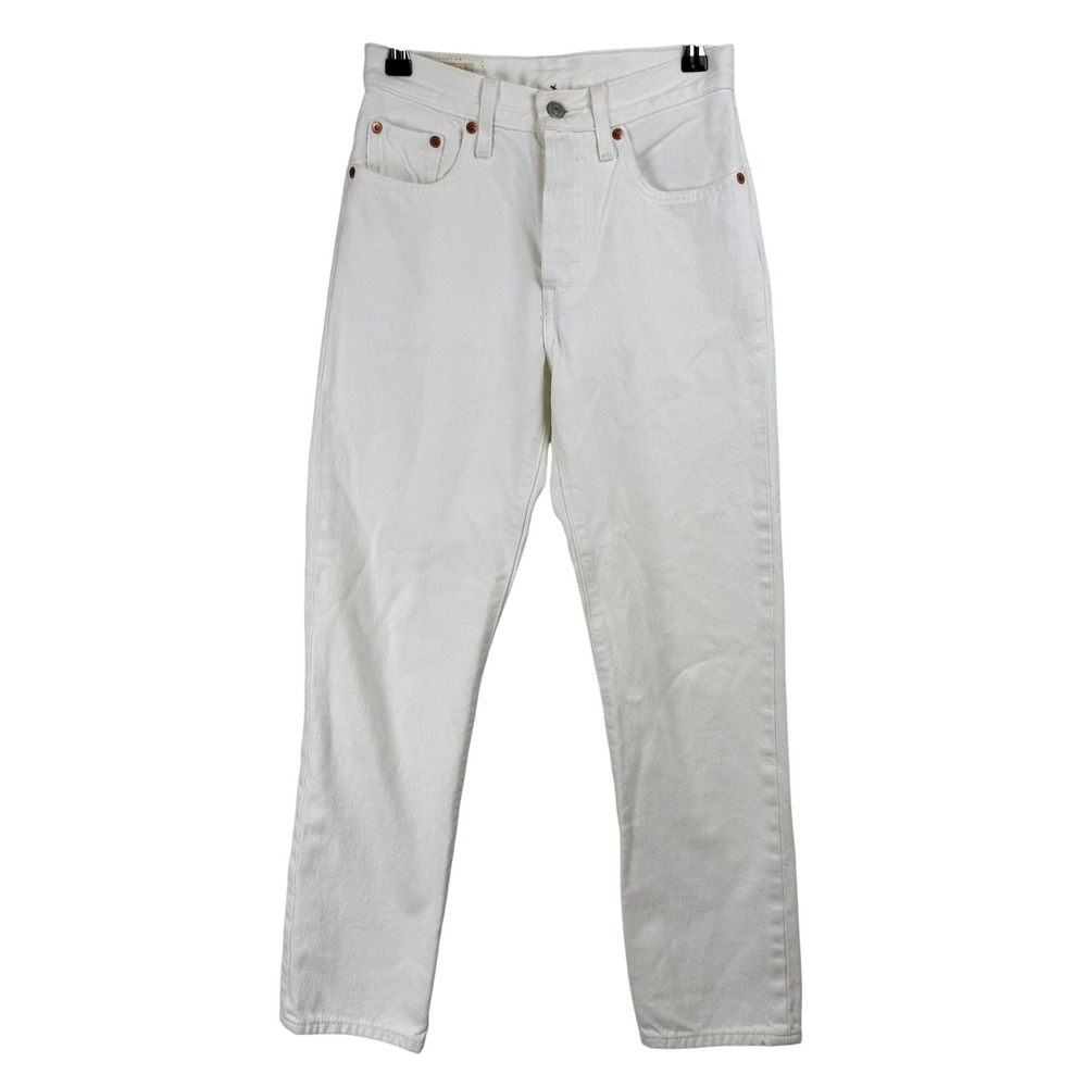Levis Premium 501 Original Straight Leg Jeans White High Rise Women 26